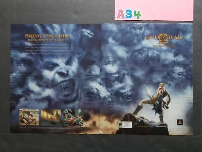 Gods Of War II The End Begins PS Videojuego Promo 2 páginas anuncio impreso de colección 2006 Foto 1 de 2