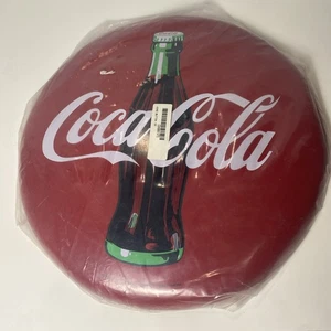 Vintage 1990 Coca Cola Metal Button Sign Round Decor 16” - Picture 1 of 3