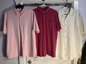 Lot Of Tommy Bahama-Relax Pima Cotton Polos & 100% Silk Embossed Shirt Mens Sz M - Picture 1 of 8