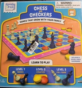FAMILIE ERSTES SCHACH DAME BRETTSPIEL Spielen lernen fabrikversiegelt - Bild 1 von 3