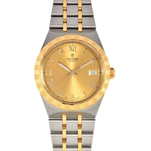 TUDOR WATCH 28503 ROYAL DATE AUTOMATIC CHAMPAGNE DIAL YG SS COMBINATION MEN'S - Picture 1 of 7