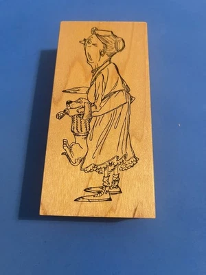 Estampilla de goma Art Impressions 1998, parte posterior U-1717, humor de vieja dama y perro - envío gratuito Foto 1 de 4