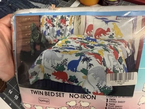 Vintage Springs Sweet Dreams Collection "Dinosaurs" Twin Bed Sheet Set - Picture 1 of 4
