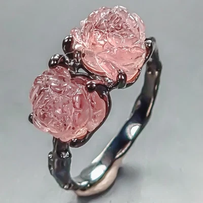 Anillo de turmalina natural gema tallada AAA plata de ley 925 talla 5/R446939 Foto 1 de 4