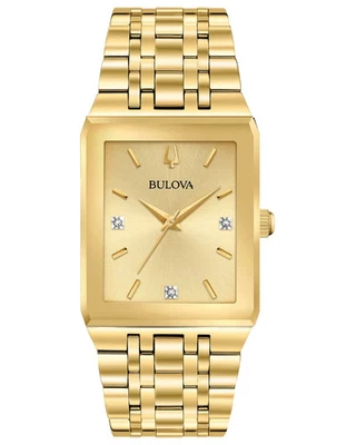 Bulova Quadra Diamonds Quartz Gold Tone Stainless Steel Men's Watch 97D120 - image 1 of 4