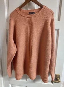 M&S Collection Salmon Pink Hot Bronze Crew Neck Jumper Sweater Size Uk XL - Picture 1 of 10