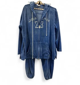 Vintage RetroY2K Air Jordan Velour Sweatsuit Sz 3XL Bott Blue Complete Suit - Picture 1 of 16