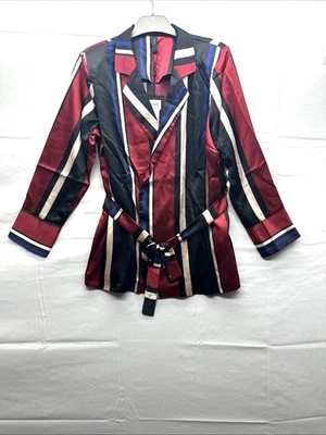 Y.A.S Women Wrap Tie Waist Blazer Size 10 Striped Multicoloured Long Sleeve - Image 1 of 4