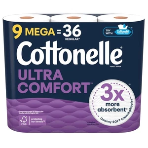 Mega Rotoli Carta Igienica Cottonelle Ultra Comfort Confezione 9 244 Fogli 2 Strati - Foto 1 di 6