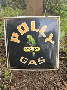 COLLECTIBLE VINTAGE POLLY PORCELAIN SIGN MOTOR OIL GAS SERVICE GAS PUMP PLATE - Imagen 1 de 2