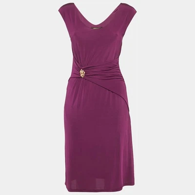 Roberto Cavalli Pink Jersey Draped Metal Detail Short Dress M - Image 1 of 4