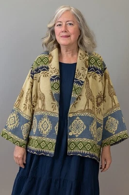 Chaqueta De Colección Silver Stream Jirafa Safari Azteca Suroeste Para Mujer’s Talla Única Foto 1 de 4