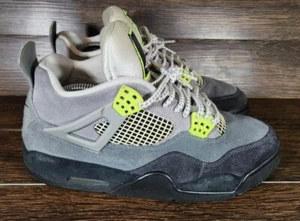Mens Sz 9.5 Air Jordan 4 Retro SE “Neon 95” 2020  Sneakers Shoes Grey Black - Picture 1 of 5