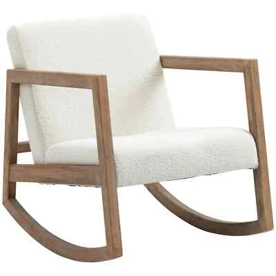 Fauteuil à Bascule, Canapé Fauteuil Rembourré avec Coussin et Base en Bois pour Living R - Photo 1/4