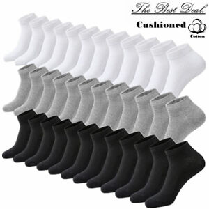 3-12 Pairs Mens Plain Solid Cotton Sports Ankle Athletic Socks Low Cut Size 9-13