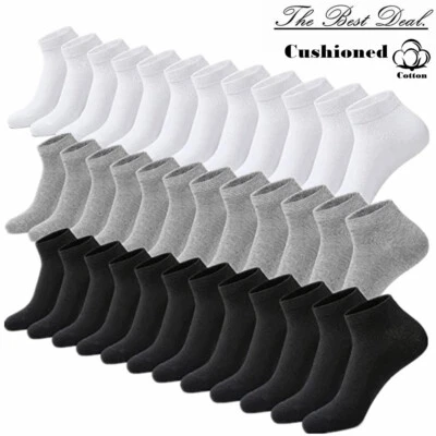 3-12 Pairs Mens Plain Solid Cotton Sports Ankle Athletic Socks Low Cut Size 9-13 - Image 1 of 4