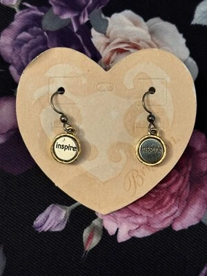 Pendientes colgantes Brighton retirados de dos tonos/plata/oro círculo “inspire” Foto 1 de 2