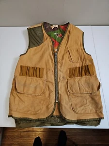 VTG SafTbak Bird Hunting Vest Brown Pockets Canvas Game Pouch Size L /XL - Picture 1 of 11