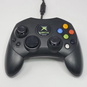 Original Xbox OEM S Type Black Controller with Breakaway Cable CLEANED & TESTED - Picture 1 of 1