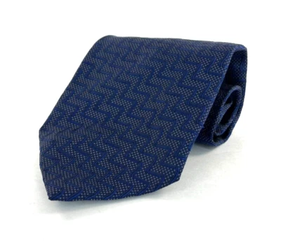 Louis Roth 100% Silk Handmade Men's Tie, Blue Geometric Design - Изображение 1 из 4
