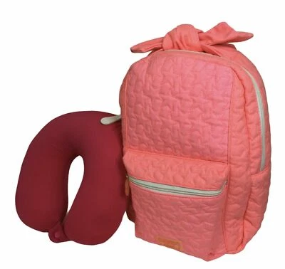 Mochila de viaje Luv By Betsey Johnson para mujer mini rosa con almohada de viaje coral Foto 1 de 4