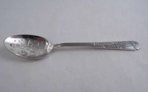 GREEN DUCK ART DECO CENTURY OF PROGRESS STERLING SILVER SOUVENIR SPOON NEAT - Picture 1 of 5