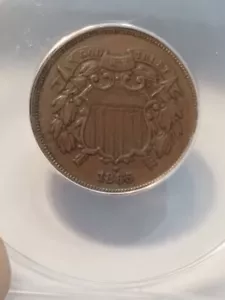 1865 FANCY 5 2 CENT COIN ROTATED DIES DIE BREAK EF 40 EXTRA FINE CIVIL WAR ERA - Picture 1 of 17