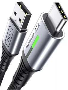 USB C Charger Cable 2m - Fast Charging Braided USB A to USB-C - Genuine UK - Picture 1 of 10