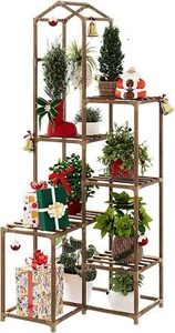 Bamworld Corner Plant Stand Indoor Tall Shelf Outdoor Wood Brown - Picture 1 of 9