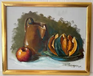 Quadro natura morta vintage con frutta firmato Renny B. 1980 - Foto 1 di 5