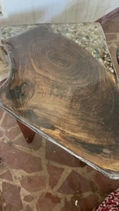 Black Walnut And River Rock Set Of 2 End Tables - Picture 1 of 9