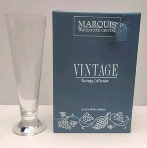 Waterford Crystal Marquis Vintage Pilsner Beer 9 3/8” Glasses 16 oz Set Of 4 NIB - Picture 1 of 7