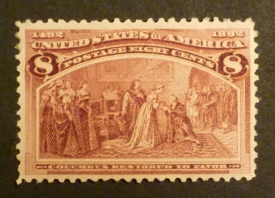 US Scott #236 MXLH / 1893 Columbian / Well Centered / Deep Color / SCV $50.00 - Image 1 of 2