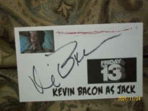 KEVIN BACON "FRIDAY THE 13TH" SIGNED AUTOGRAPHED 3X5 INDEX CARD - Picture 1 of 3
