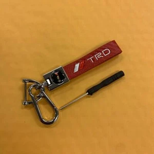 RED Leather Carbon Fiber 5 3/4" Key Holder Keychain For Toyota TRD Tundra Tacoma - Picture 1 of 4