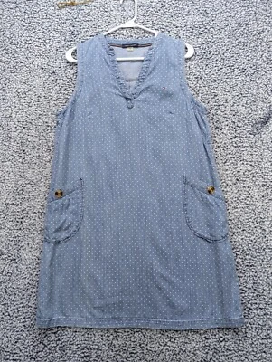 Tommy Hilfiger Chambray Mini Dress Size 12 Polka Dot 90s Sleeveless Denim Blue - Image 1 of 4