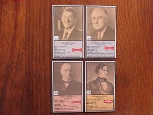 4-1992 LITTLE DEBBIE President Cards(RONALD REAGAN/FRANKLIN D ROOSEVELT/F PIERCE