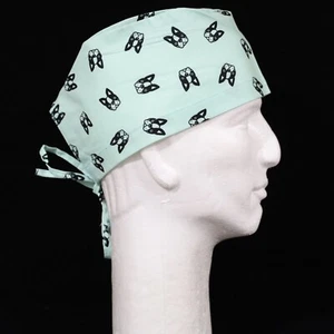 Dog Face on Green Theme Scrub Hat - Picture 1 of 1