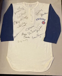 Vintage Chicago Cubs Autographed Shirt Ernie Banks, Sandberg, Santo, Williams ++ - Picture 1 of 6
