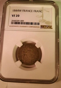 1844W France Franc NGC VF20 - Picture 1 of 2