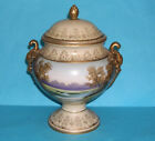 Vintage Pottery Pretty Twin Handled Lidded Urn Gilding  Over Painted Transfer