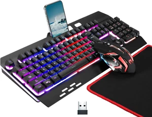 NEW Teclado Y Mouse Inalambrico Gamer Gaming Iluminacion Teclas Para PC, USA - Picture 1 of 12