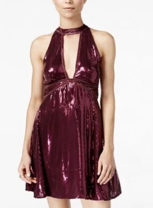 Neu mit Etikett Free People Film Noir Damen-Minikleid mit Pailletten pflaume Größe 4 - Bild 1 von 12