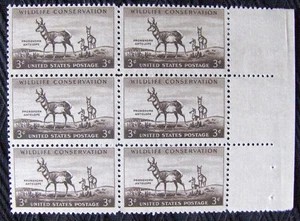 US 3¢ stamp SC #1078 Wildlife Conservation block of 6 MNH 1956. - Picture 1 of 1