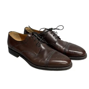 Zapatos de Vestir Moreschi Para Hombre Talla 9.5 Marrón Puntera Brogue Derby Hechos en Italia - Imagen 1 de 19