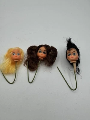 3 cabezas de mini muñeca artesanal de fibra vintage diferentes peinados 1" Foto 1 de 4