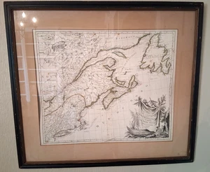 Mapa antiguo enmarcado vintage, Nueva Inglaterra, Canadá 1776 Paolo Santini Venecia - Imagen 1 de 10