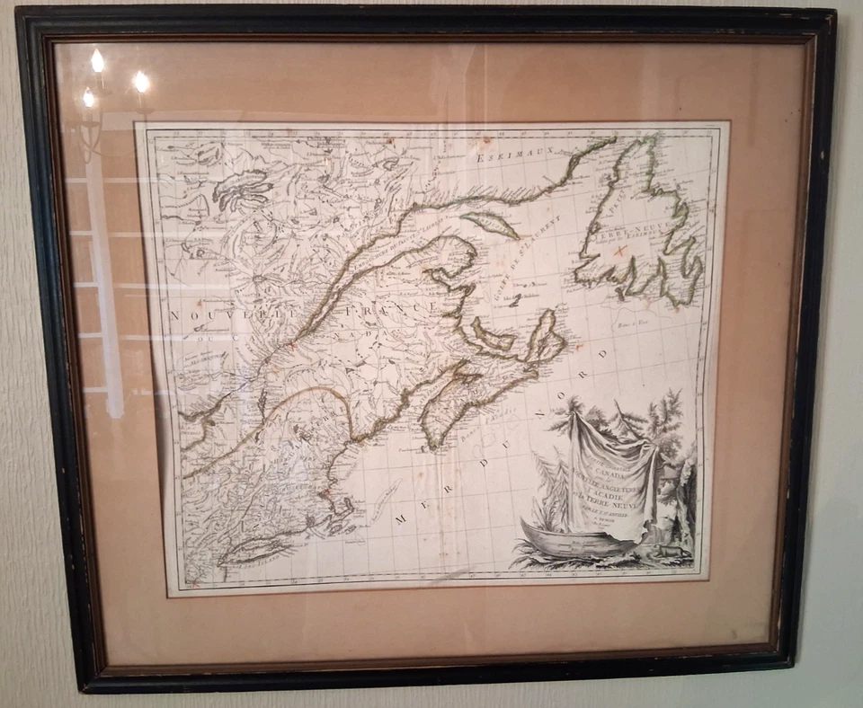 Free Ship Old Vintage  Framed Map, New England, Canada 1776 Paolo Santini Venice - Image 1 of 4