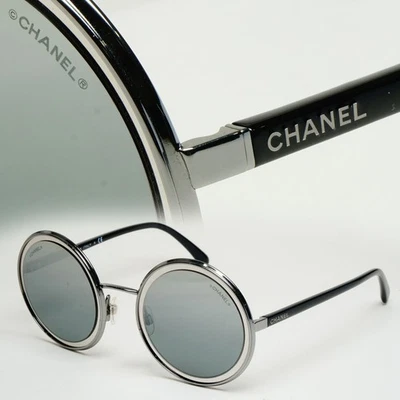 Chanel Sunglasses Round Silver Mirror Black 4226 c.108/W6 50mm 081125 — 第 1/4 张图片
