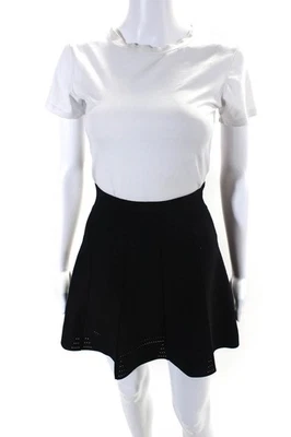 Central Park West Womens Knit Elastic Waist Mini Circle Skater Skirt Black Small - Image 1 of 4